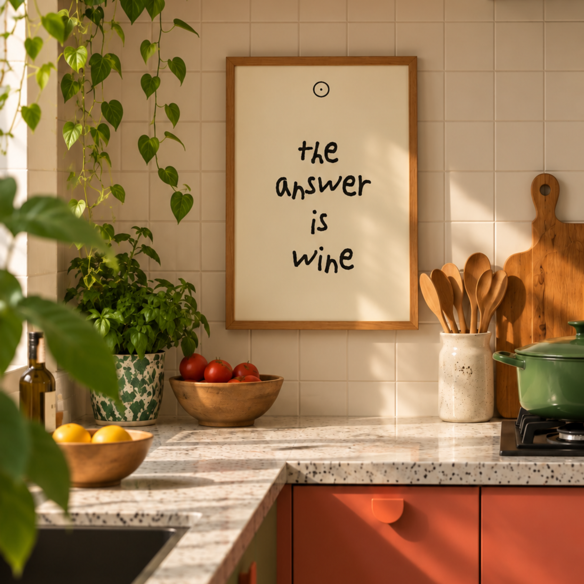 The answer is wine| Quadro com Letras 3D